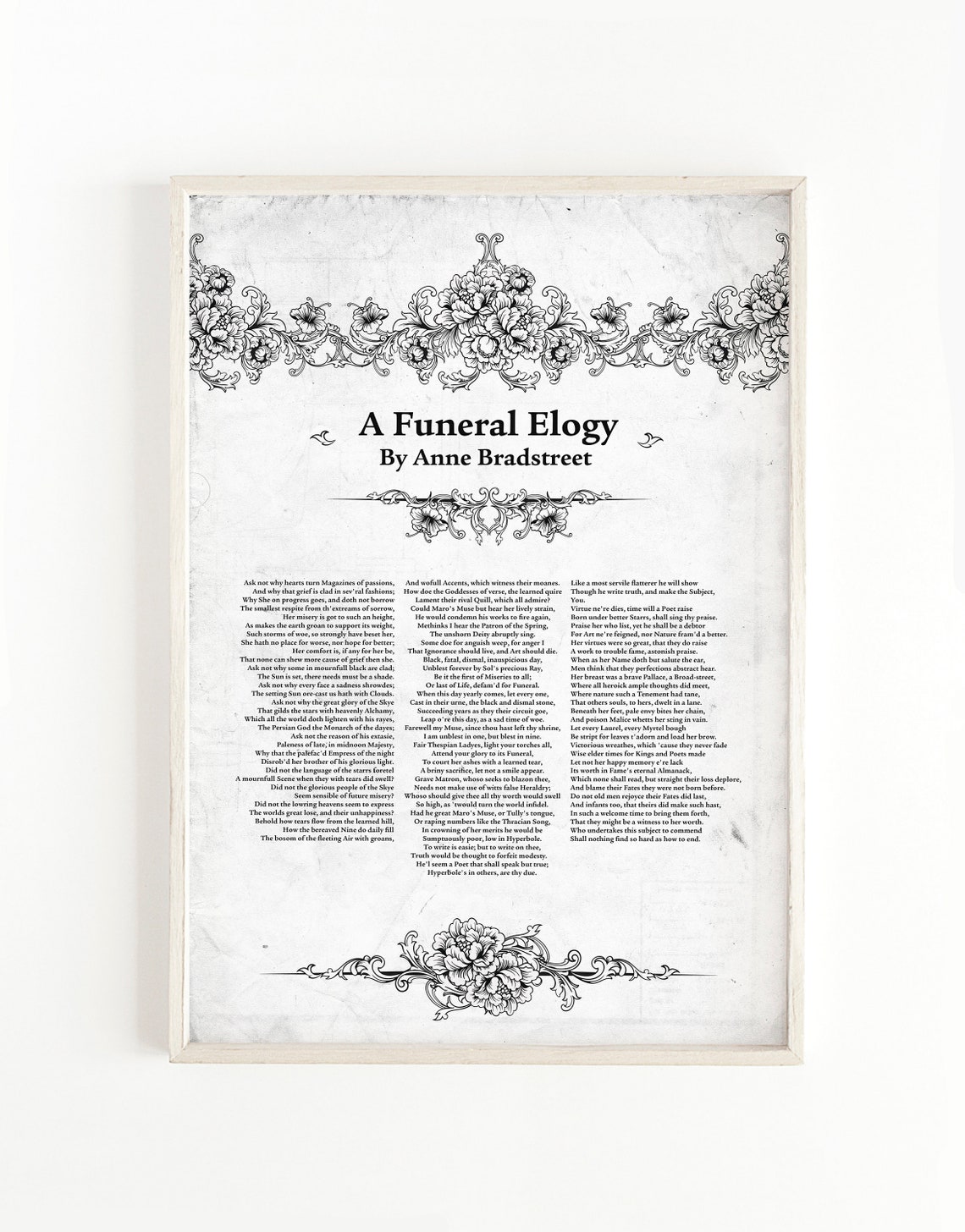 Funeral Eulogy Poem by Anne Bradstreet Anne Bradstreet Anne - Etsy