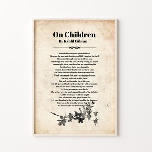 Kahlil Gibran, Kahlil Gibran on Children Poster, Kahlil Gibran Quote ...