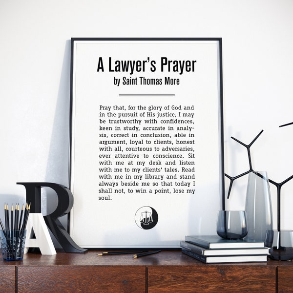 Law School Graduation Gift, Lawyer Gift, Gifts for Lawyers, Law School Gift, Attorney Gift, Lawyer Prayer St. Thomas More, Law Graduate Gift