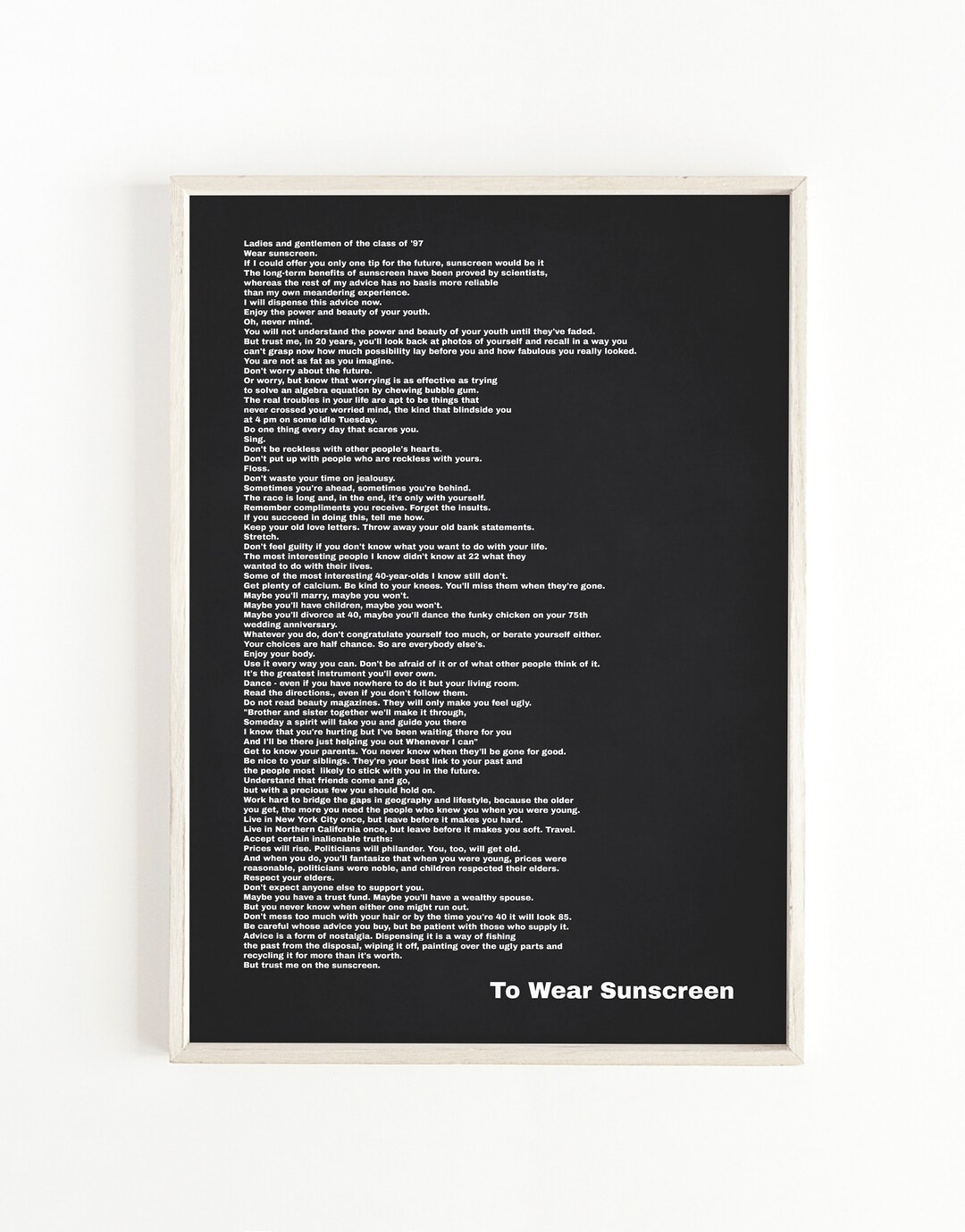 To Wear Sunscreen, Baz Luhrmann, everybody's Free to Wear Sunscreen