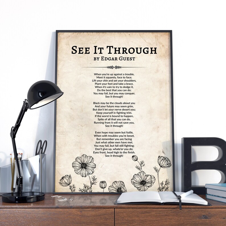 See it through by edgar guest edgar guest verse edgar guest etsy de