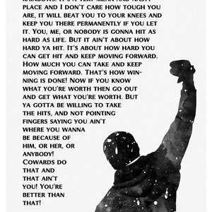 Rocky Inspirational Poster, Rocky Quote, Rocky Print, Watercolor Rocky ...