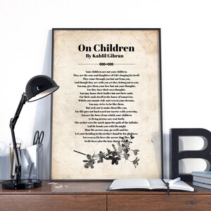 Kahlil Gibran, Kahlil Gibran on Children Poster, Kahlil Gibran Quote ...