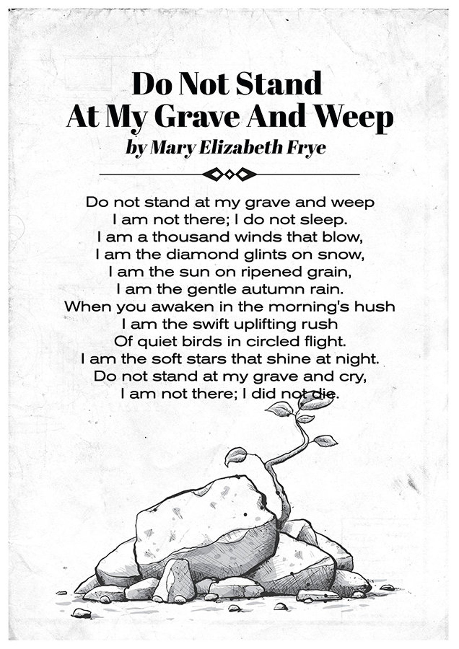 Do Not Stand at My Grave and Weep Mary Elizabeth Frye Poem Etsy