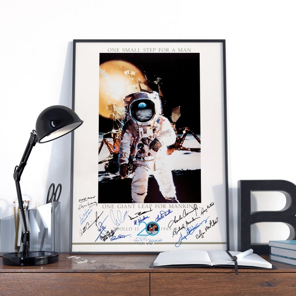 Affiche unique Apollo 11 signée par l'équipage, affiche Apollo 13, Nasa Apollo 13 Wall Art, programme spatial Apollo, Moon Landing, Saturn V,