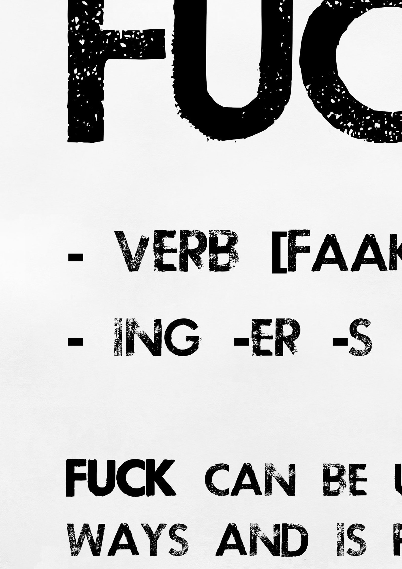 Fuck Fuck Typography Poster Fuck Funny Definition Poster Etsy