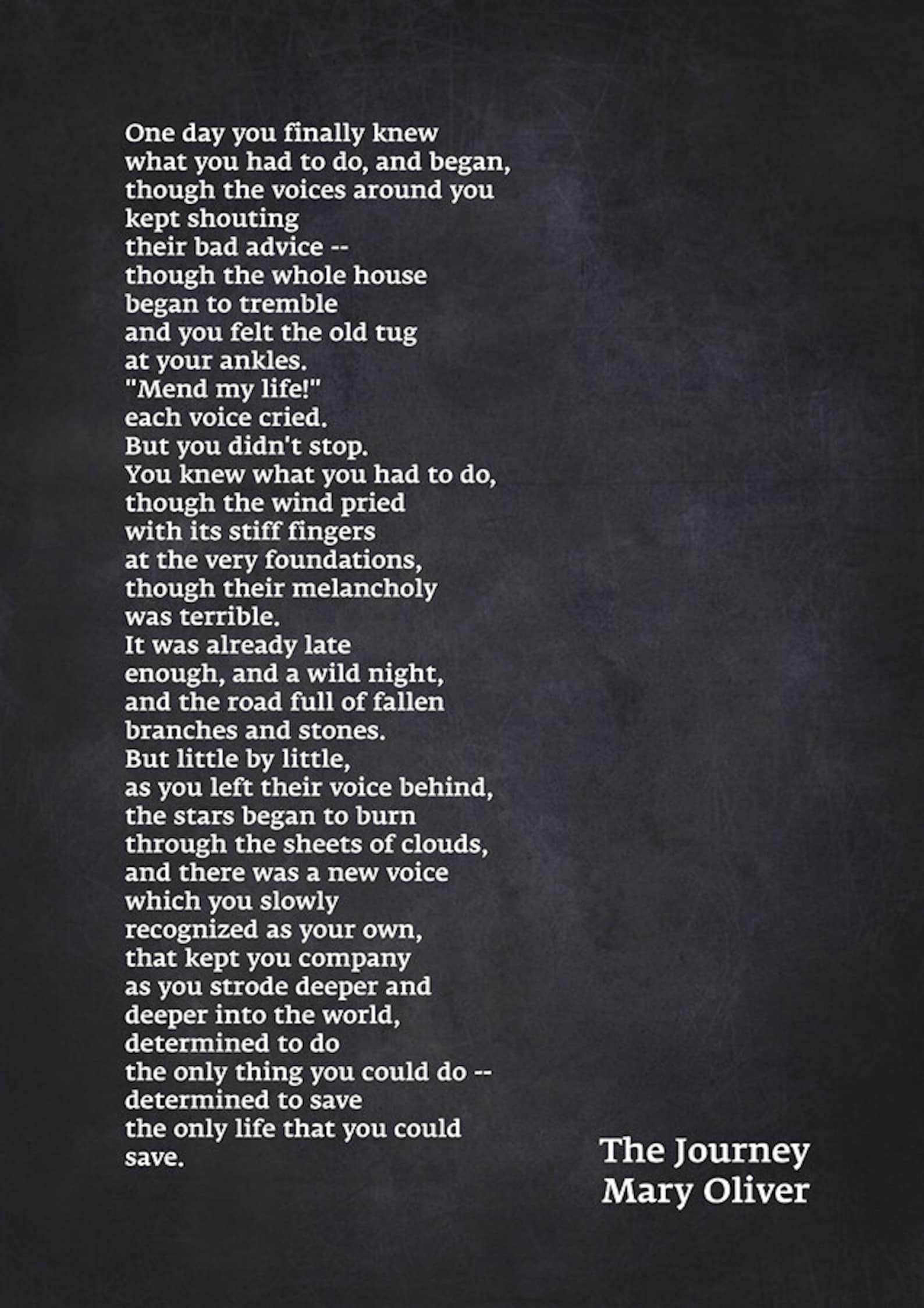 Die Reise von Mary Oliver Die Reise Gedicht Wandkunst Mary Etsy.de