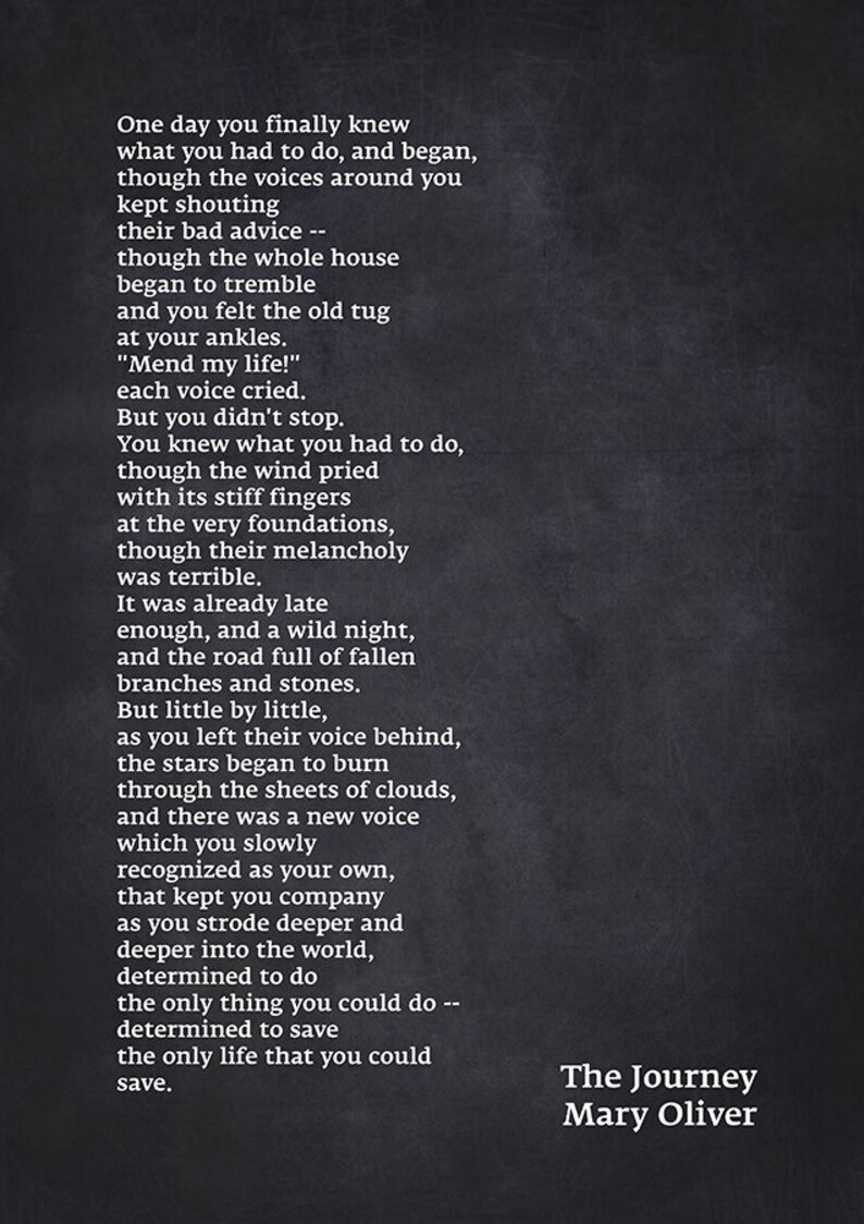 The Journey by Mary Oliver The Journey Poem Wall Art Mary ...