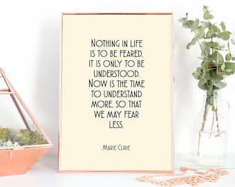 Marie Curie, Marie Curie Quote Poster, Marie Curie Artwork, Marie Curie Print, Nobe Prize Winner, Physicist and Chemist, Gift for Teacher