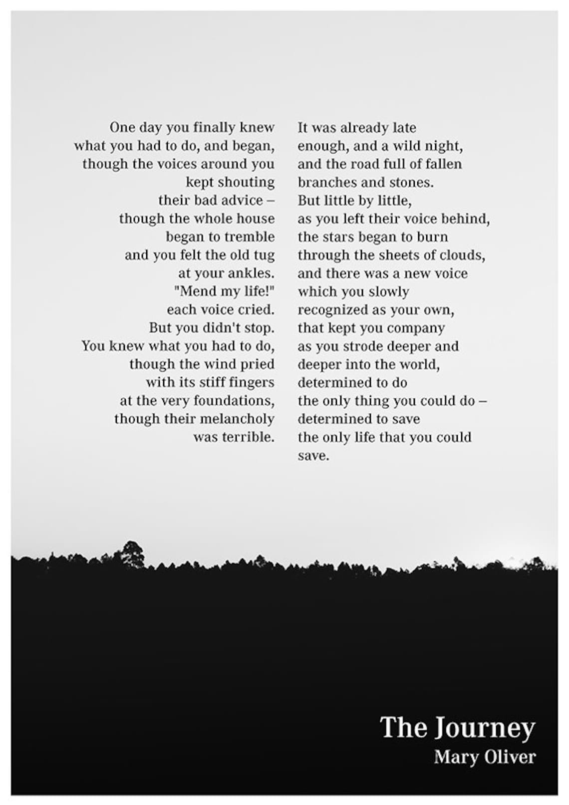 The Journey by Mary Oliver the Journey Poem Wall Art Mary Etsy
