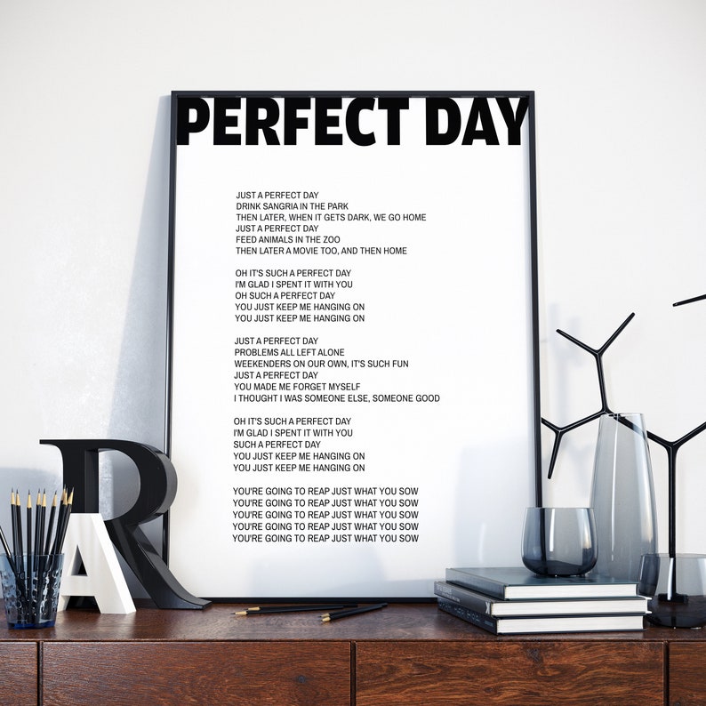 Perfect Day Perfect Day Lyrics Lou Reed Lou Reed Lyrics Etsy Perfect Day Perfect Day Lyrics Lou Reed Lou Reed Lyrics Etsy