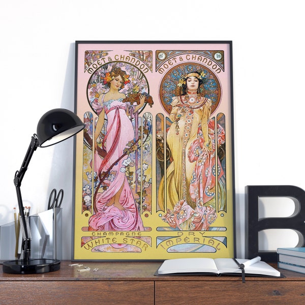 Moët & Chandon par Alfons Mucha, Affiche Alphonse Mucha, Art mural Alphonse Mucha,