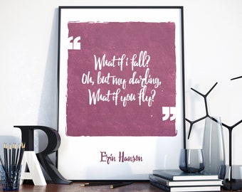 Erin HansonWhat if I fall? Quote, book lovers gifts, Erin Hanson print, What if I fall? Poster, Erin Hanson, Birthday Gift