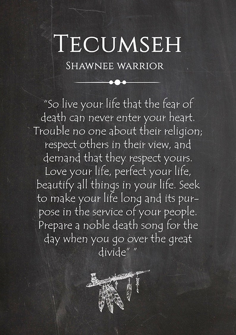 Tecumseh Quote poster Chief Tecumseh Wall Art Tecumseh Native American Quote, Prints Art