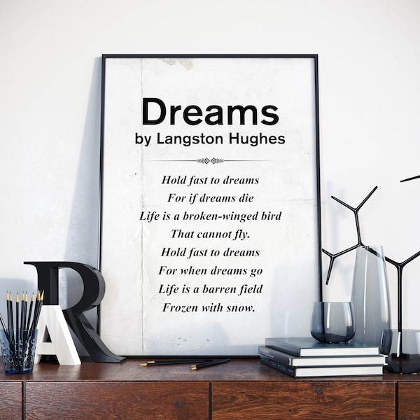 Dreams - Poem by Langston Hughes, Langston Hughes poetry, Langston Hughes Poem Wall Art, Langston Hughes Art, Langston Hughes art.