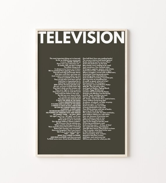 Television Poem by Roald Dahl Roald Dahl Roald Dahl Poem Etsy Finland