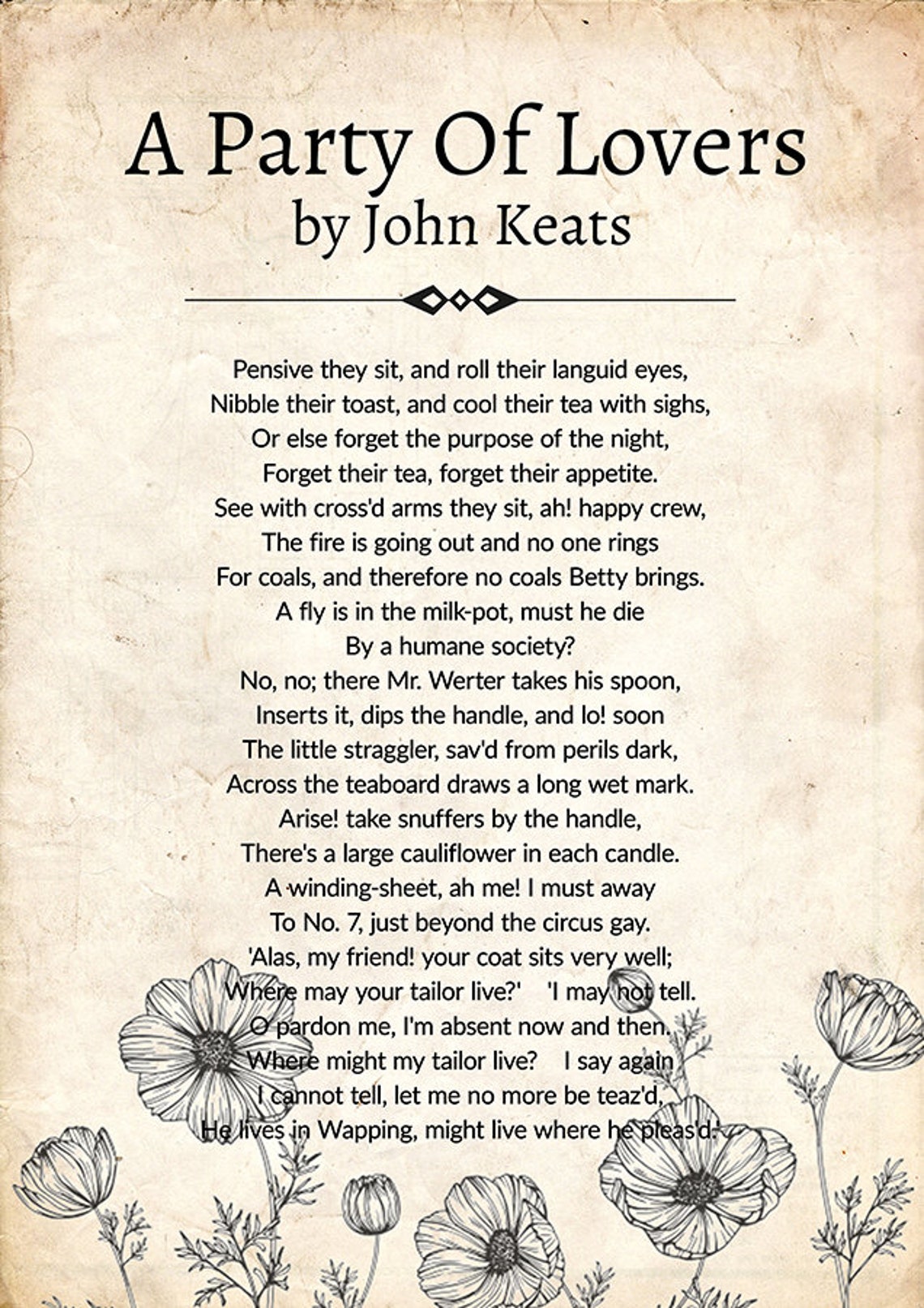 A Party Of Lovers Poem by John Keats John Keats John Keats Etsy