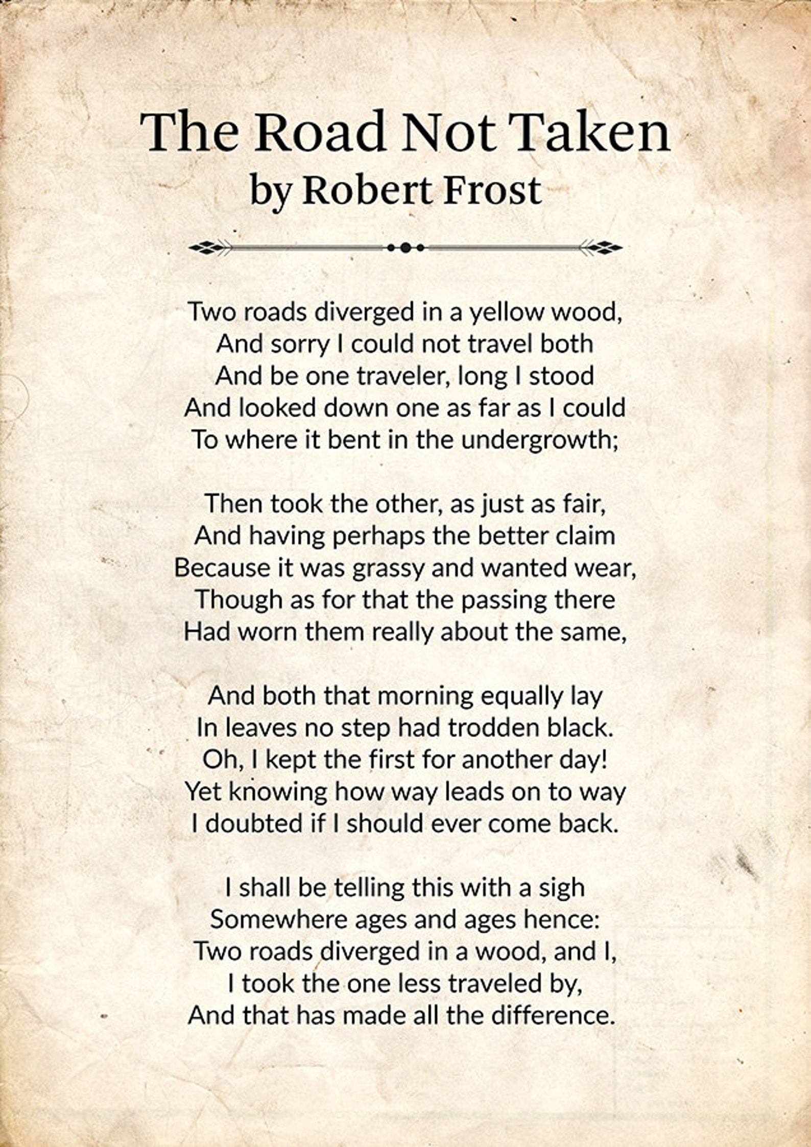 The Road Not Taken By Robert Frost Robert Frost Poetry Wall Etsy