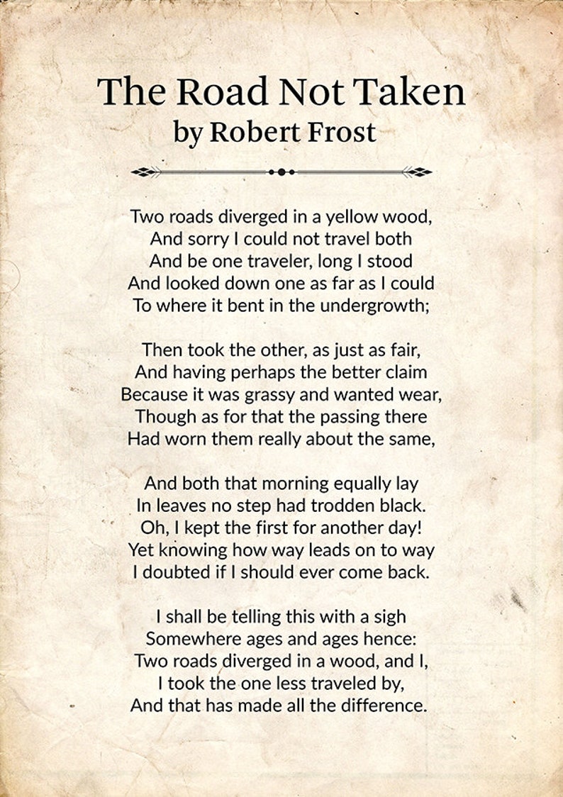 Frost The Road Not Taken Infosage