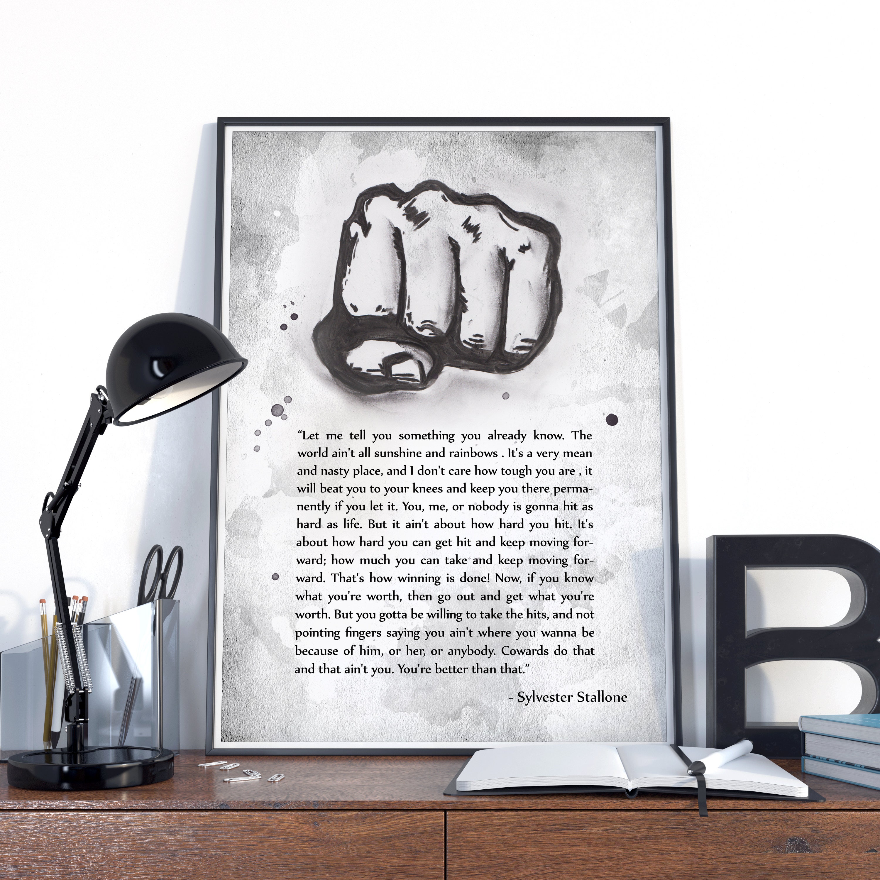 Rocky Balboa Quote Poster Rocky Quote Wall Art Stallone Etsy