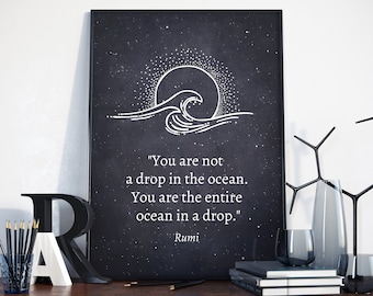 Rumi, Rumi Quote Poster, Rumi Quote Wall Art, Rumi Print, Rumi Chalkboard Wall Decor, Rumi Art, Rumi Mindfulness Quote Poster, Rumi artwork