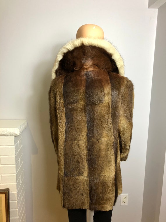 Handsome Muskrat Fur with Fox Collar Vintage Jack… - image 3
