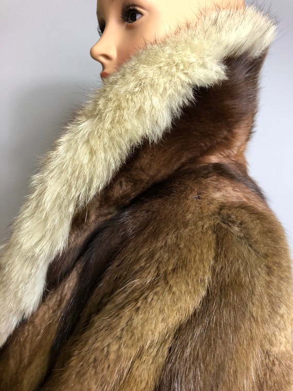 Handsome Muskrat Fur with Fox Collar Vintage Jack… - image 5