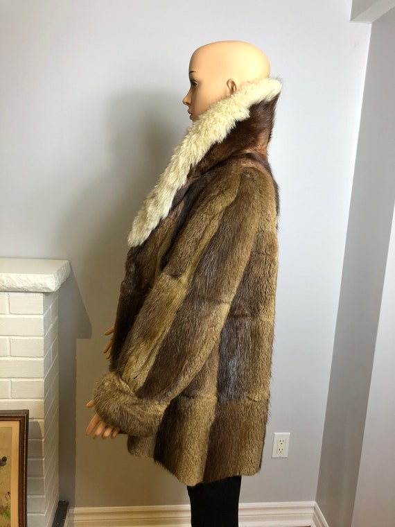 Handsome Muskrat Fur with Fox Collar Vintage Jack… - image 2