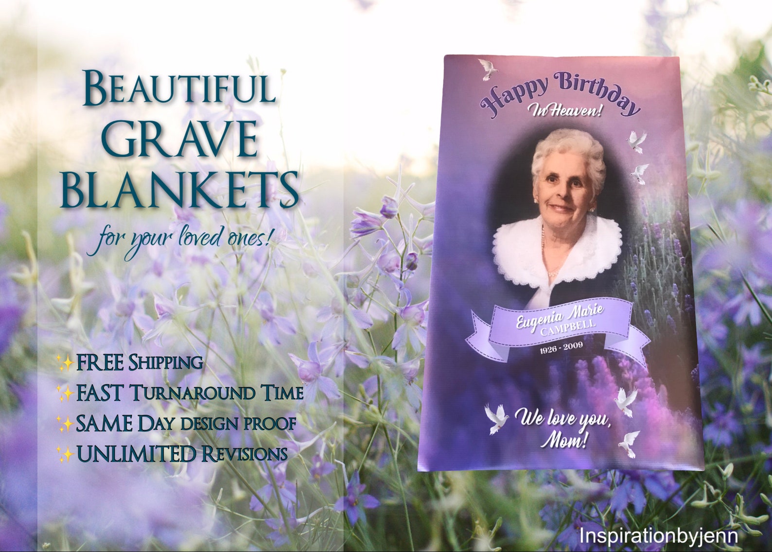 Vinyl Grave Blanket That Covers the Gravesite of Your Loved Etsy