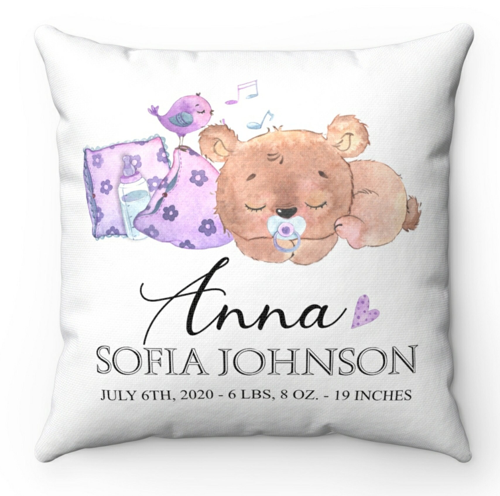 Baby pillow and blanket personalized with information birth Etsy