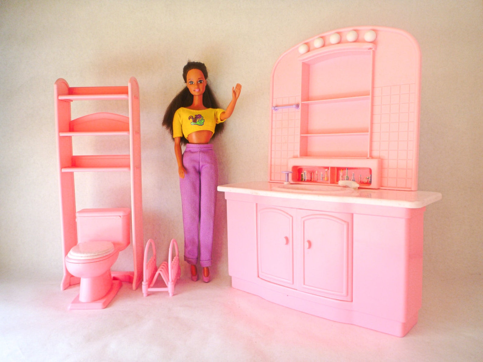 1993 Mattel Barbie Bathroom Playset No 9511 Complete No Box Etsy