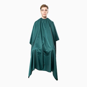 Green Salon Cape: Waterproof Barber Gown, Adjustable Neck