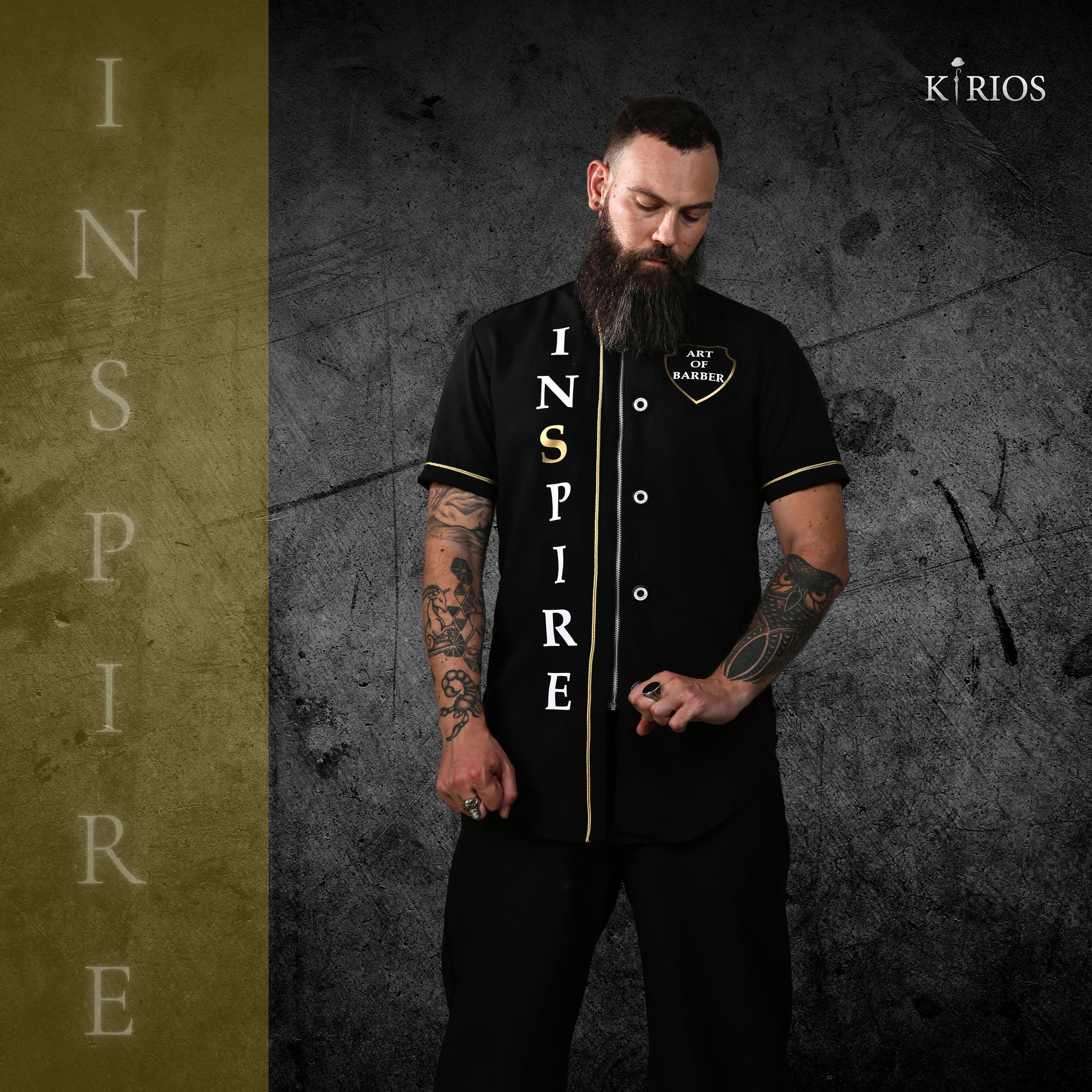 Premium Barber Smock From Kirios Barber Luxury, Black & Gold, Barber ...