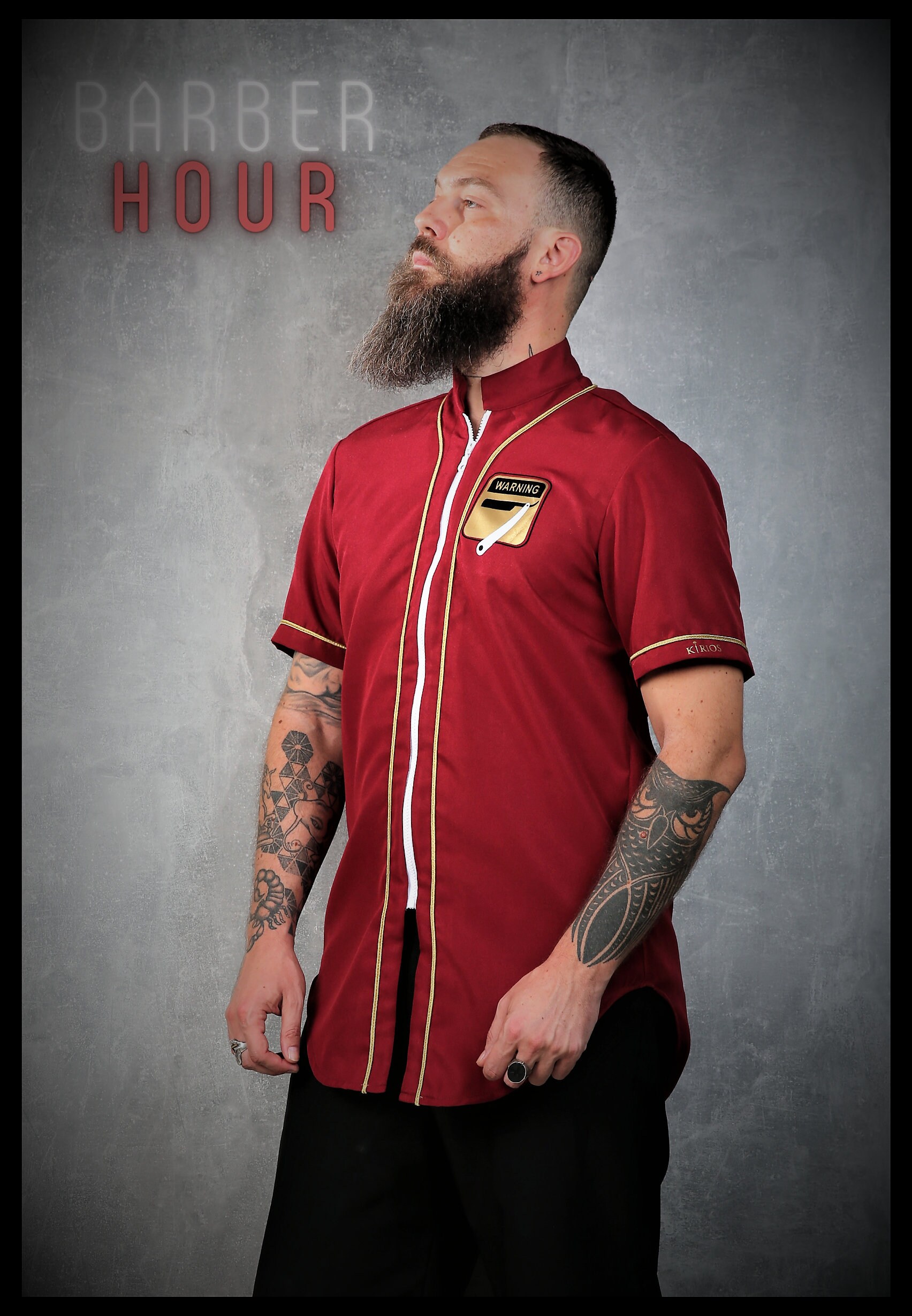 Premium Barber Smock From Kirios Barber Luxury Burgundy Gold Barber 