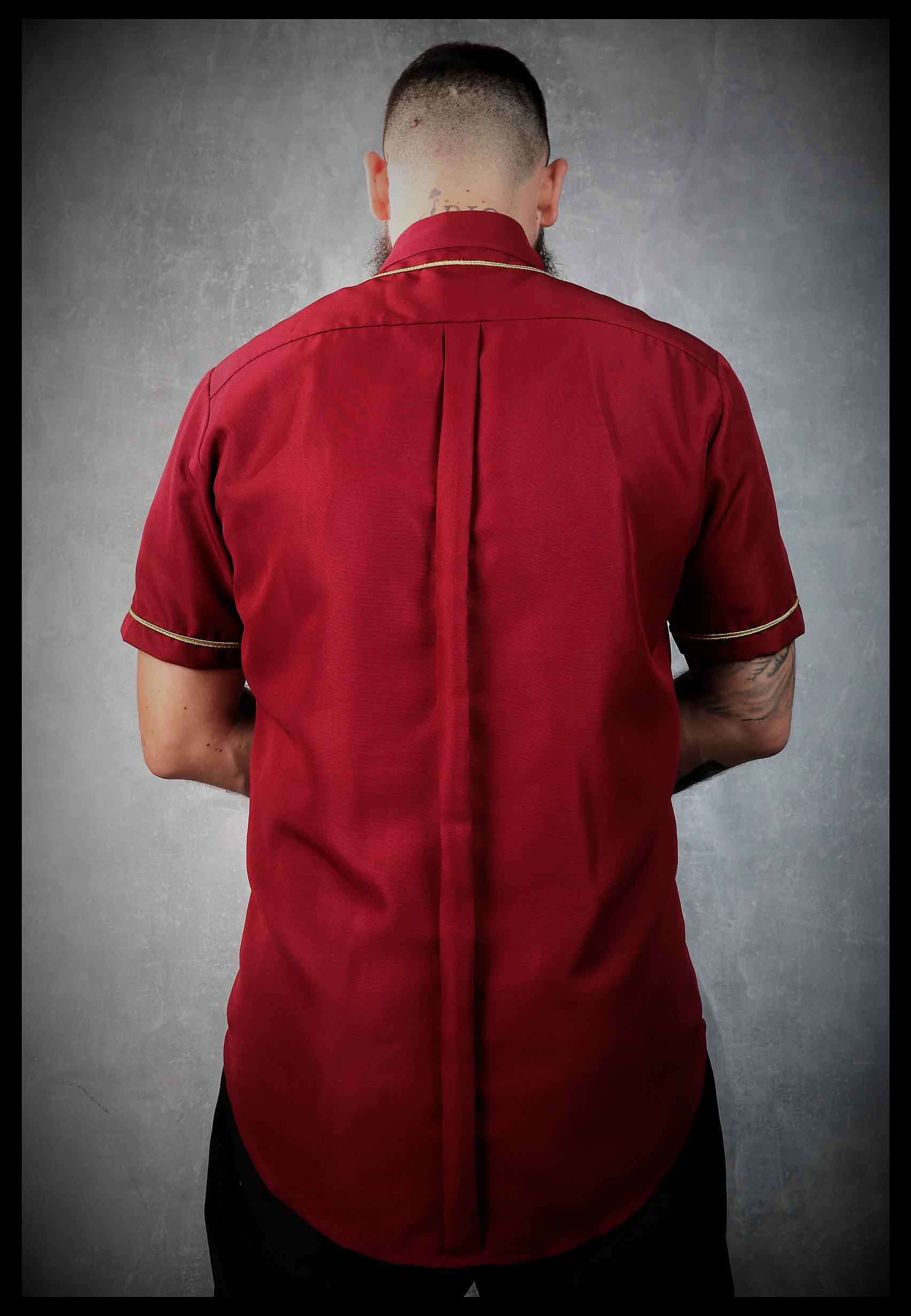 Premium Barber Smock From Kirios Barber Luxury Burgundy Gold Barber 