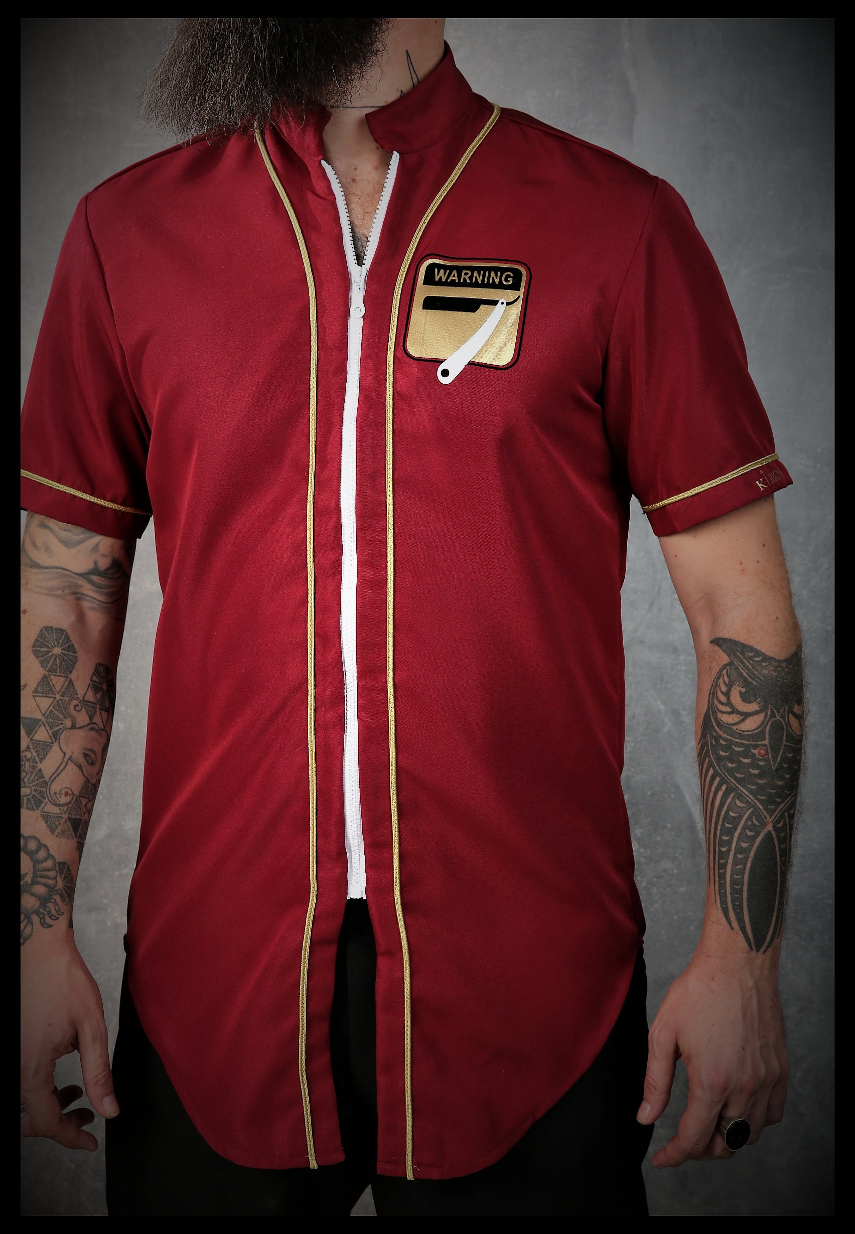 Premium Barber Smock From Kirios Barber Luxury Burgundy Gold Barber 