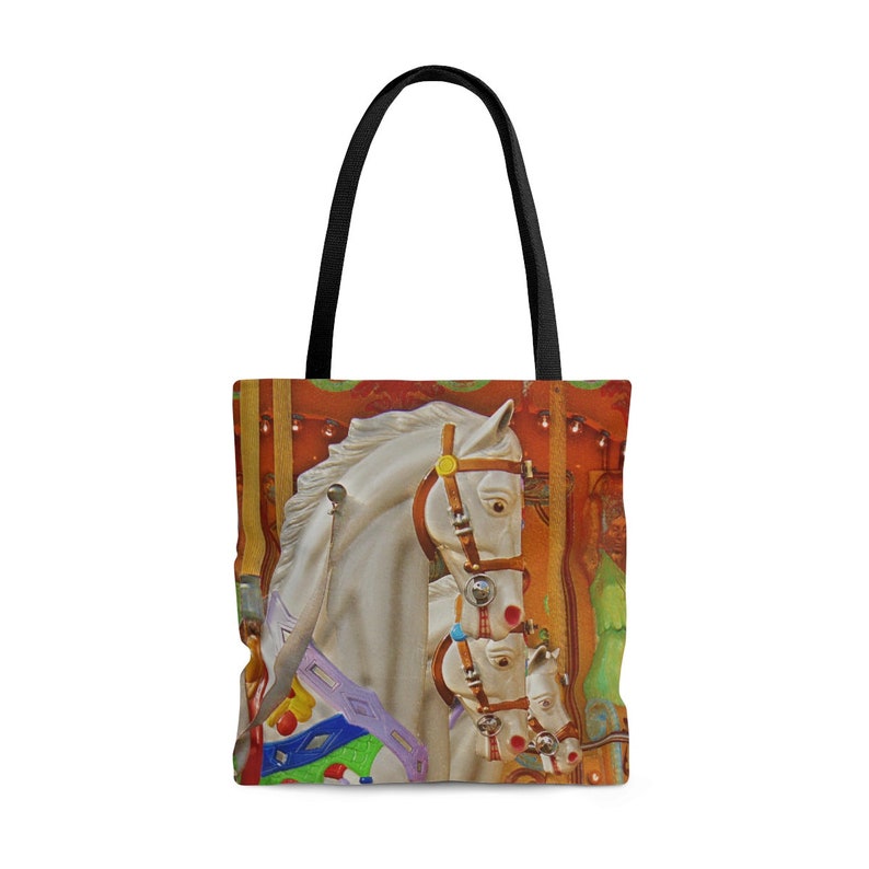 Travel Bag Unique Tote Bag Horses Market Bag Shopping Bag Book Bag Beach Bag Art Tote Bag Reusable Tote Carousel Tote Bag Gift