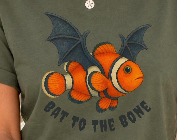 Halloween Clownfish T Shirt Bat to the Bone Funny Coastal Graphic Tee