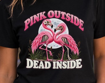 Halloween Flamingo T Shirt Pink Zombie Flamingo Graphic Tee