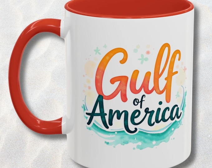 Gulf of America Coffee Mug Coastal Beach Tea Cup Ocean Lover Gift Nautical Kitchen Decor Vintage Style Beachy Mug for Home or Office