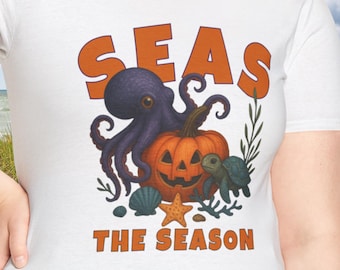 Coastal Halloween T-Shirt: Octopus, Pumpkin, Sea Turtle Graphic Tee