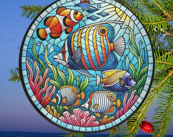 Suncatcher-Inspired Tropical Fish Colorful Metal Ornament