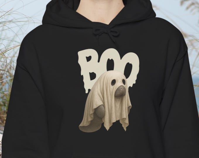 Boo Manatee Halloween Hoodie: Funny Coastal Fall Sweatshirt for Ocean Lovers