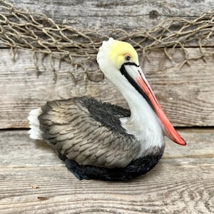Resting Coastal Brown Pelican Tabletop Statuette