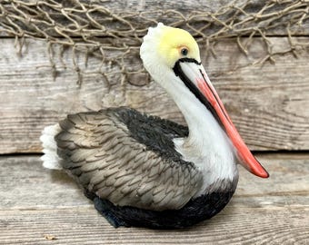 Resting Coastal Brown Pelican Tabletop Statuette