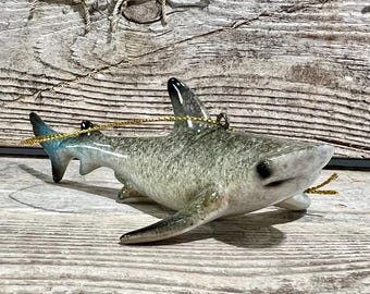 Realistic Gray and Black Polyresin Blacktip Reef Shark Ornament Figurine Gift for Beach Lover Beach House Gift