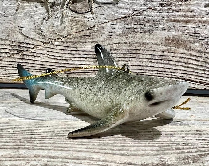 Realistic Gray and Black Polyresin Blacktip Reef Shark Ornament Figurine Gift for Beach Lover Beach House Gift