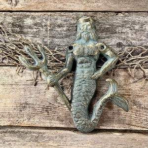 Cast Iron Wall Mount Nautical King Neptune God of The Sea Hook Coat or Hat Hook, Key Ring, or Bath Towel Rack Cast Iron Wall Mount Nautical King Neptune God of The Sea Hook Coat or Hat Hook, Key Ring, or Bath Towel Rack