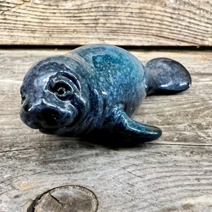Realistic Florida Blue Manatee Polyresin Magnet and Figurine