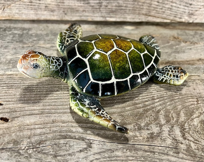 Polyresin Green Loggerhead Sea Turtle Figurine